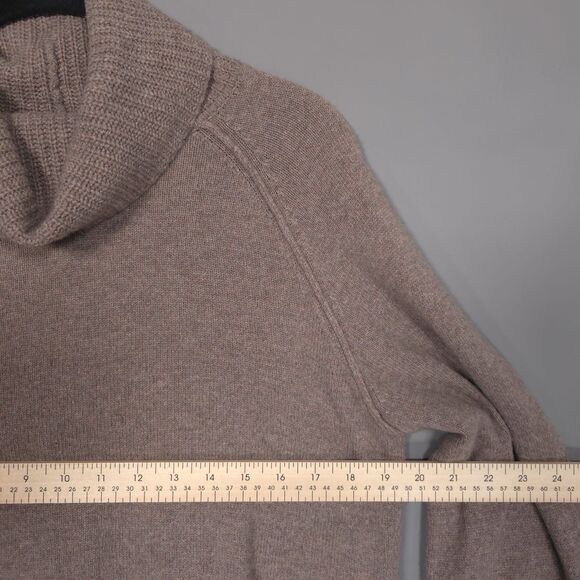 LEO & SAGE Women’s MEDIUM Sweater WOOL Blend Knit Brown Knit Bell Sleeve Turtle - Picture 4 of 7